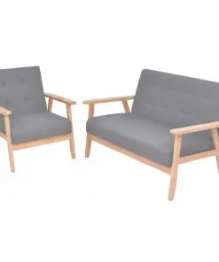 vidaXL Sofa Set 2 Pieces Fabric Light Grey