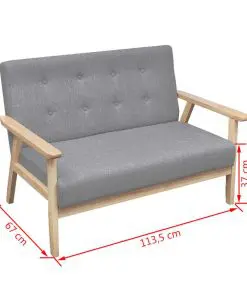 vidaXL Sofa Set 2 Pieces Fabric Light Grey