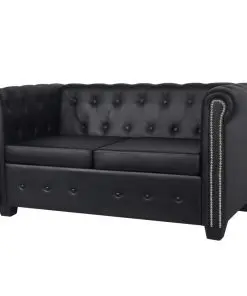 vidaXL Chesterfield 2-Seater and 3-Seater Artificial Leather Black