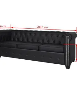 vidaXL Chesterfield 2-Seater and 3-Seater Artificial Leather Black