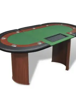 vidaXL 10-Player Poker Table with Dealer Area and Chip Tray Green