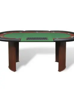 vidaXL 10-Player Poker Table with Dealer Area and Chip Tray Green