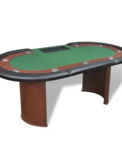 vidaXL 10-Player Poker Table with Dealer Area and Chip Tray Green