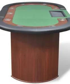 vidaXL 10-Player Poker Table with Dealer Area and Chip Tray Green