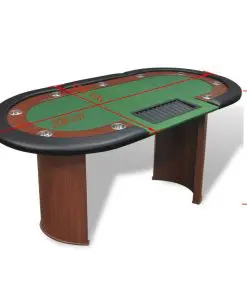 vidaXL 10-Player Poker Table with Dealer Area and Chip Tray Green