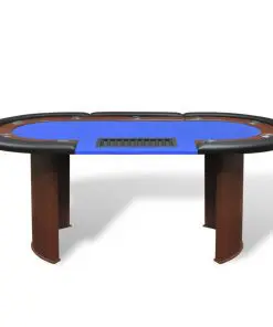 vidaXL 10-Player Poker Table with Dealer Area and Chip Tray Blue