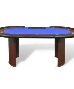 vidaXL 10-Player Poker Table with Dealer Area and Chip Tray Blue