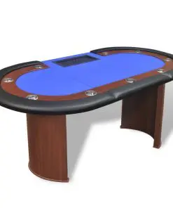 vidaXL 10-Player Poker Table with Dealer Area and Chip Tray Blue