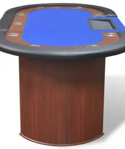 vidaXL 10-Player Poker Table with Dealer Area and Chip Tray Blue