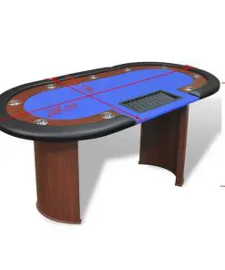 vidaXL 10-Player Poker Table with Dealer Area and Chip Tray Blue