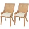 vidaXL Dining Chairs 2 pcs Rattan and Solid Mango Wood