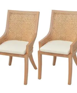 vidaXL Dining Chairs 2 pcs Rattan and Solid Mango Wood