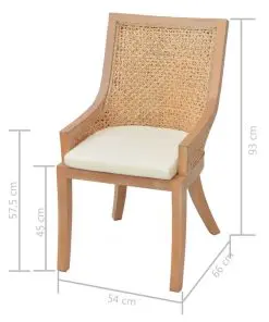 vidaXL Dining Chairs 2 pcs Rattan and Solid Mango Wood