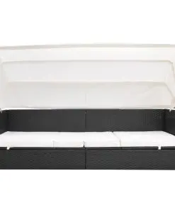vidaXL Outdoor Sofa with Canopy Poly Rattan Black
