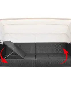 vidaXL Outdoor Sofa with Canopy Poly Rattan Black
