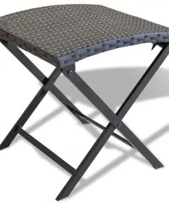 vidaXL Folding Stool Poly Rattan Black