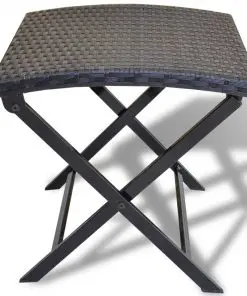 vidaXL Folding Stool Poly Rattan Black