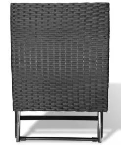 vidaXL Folding Stool Poly Rattan Black