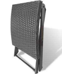 vidaXL Folding Stool Poly Rattan Black
