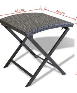 vidaXL Folding Stool Poly Rattan Black