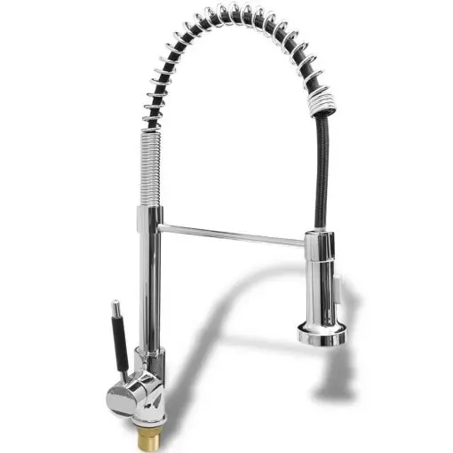 vidaXL Kitchen Pull Out Mixer Tap Brass