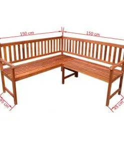 vidaXL Garden Corner Bench 150 cm Solid Acacia Wood