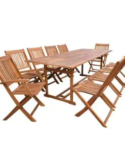 vidaXL 11 Piece Outdoor Dining Set Solid Acacia Wood