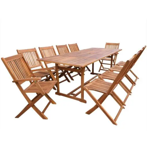 vidaXL 11 Piece Outdoor Dining Set Solid Acacia Wood