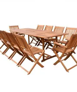 vidaXL 11 Piece Outdoor Dining Set Solid Acacia Wood