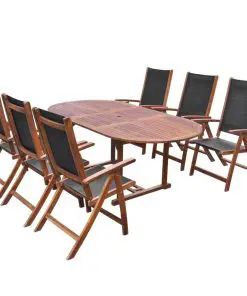 vidaXL 7 Piece Outdoor Dining Set Solid Acacia Wood