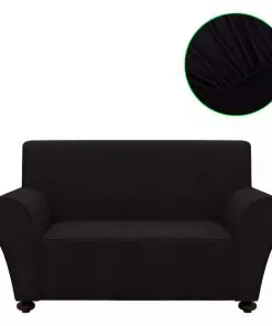 vidaXL Stretch Couch Slipcover Black Polyester Jersey