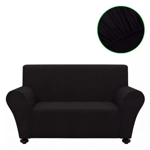 vidaXL Stretch Couch Slipcover Black Polyester Jersey