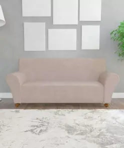 vidaXL Stretch Couch Slipcover Beige Polyester Jersey