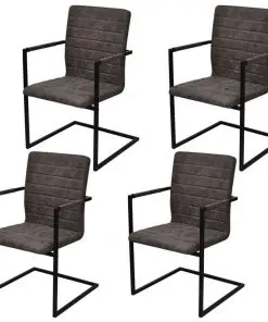 vidaXL Dining Chairs 4 pcs Brown Faux Leather