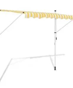 vidaXL Manual Retractable Awning Yellow & White 350 cm