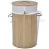 vidaXL Bamboo Laundry Bin Round Natural