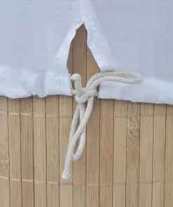 vidaXL Bamboo Laundry Bin Round Natural