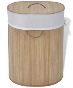 vidaXL Bamboo Laundry Bin Oval Natural