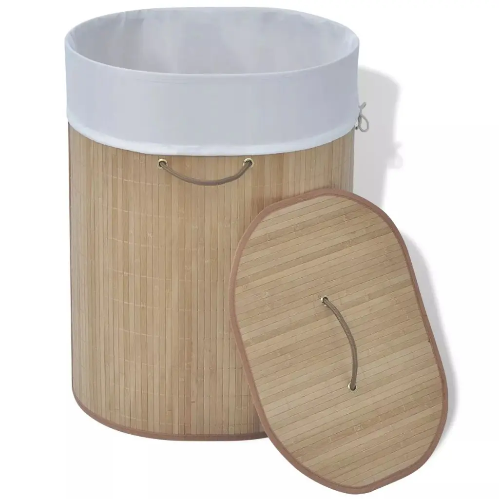 vidaXL Bamboo Laundry Bin Oval Natural