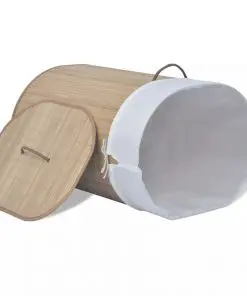vidaXL Bamboo Laundry Bin Oval Natural