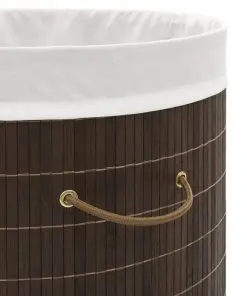 vidaXL Bamboo Laundry Bin Oval Dark Brown