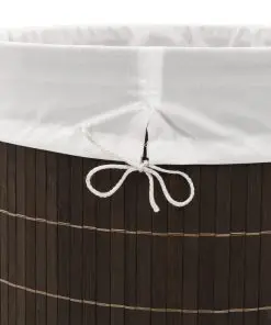 vidaXL Bamboo Laundry Bin Oval Dark Brown