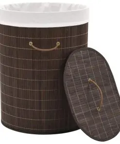 vidaXL Bamboo Laundry Bin Oval Dark Brown