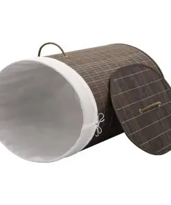 vidaXL Bamboo Laundry Bin Oval Dark Brown