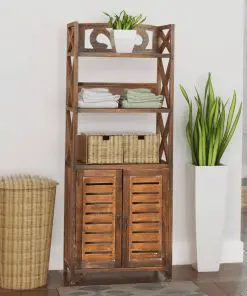 vidaXL Bathroom Cabinet Albuquerque Wood Brown 46x24x117.5 cm