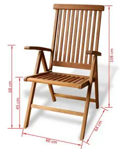 vidaXL Folding Garden Chair Solid Teak Wood