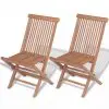 vidaXL Folding Garden Chairs 2 pcs Solid Teak Wood
