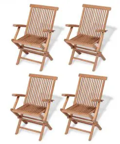 vidaXL 5 Piece Folding Outdoor Dining Set Solid Teak Wood