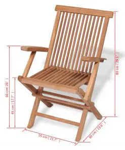 vidaXL 5 Piece Folding Outdoor Dining Set Solid Teak Wood