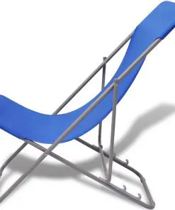 vidaXL Folding Beach Chairs 2 pcs Powder-coated Steel Blue
